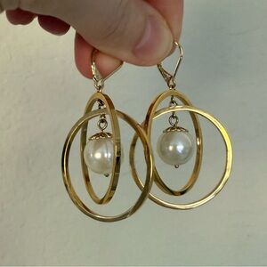 Kate Spade Gold Hoops Pearl Earrings